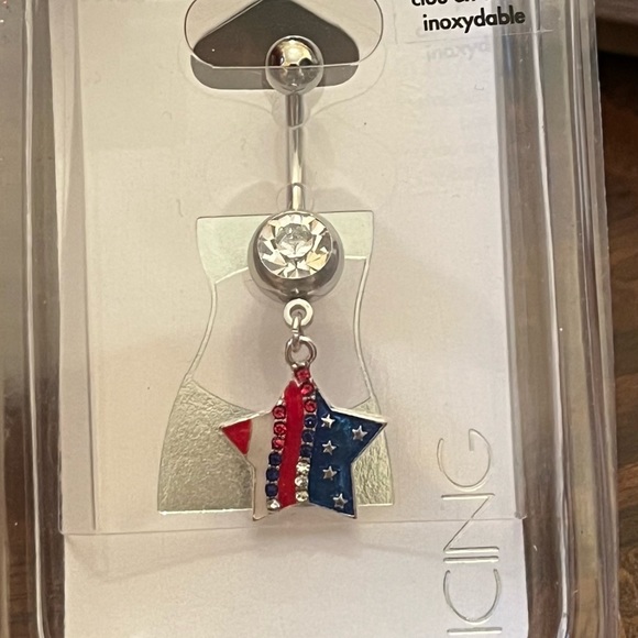 Belly ring American and diamond! Stainless steel post - Picture 1 of 4